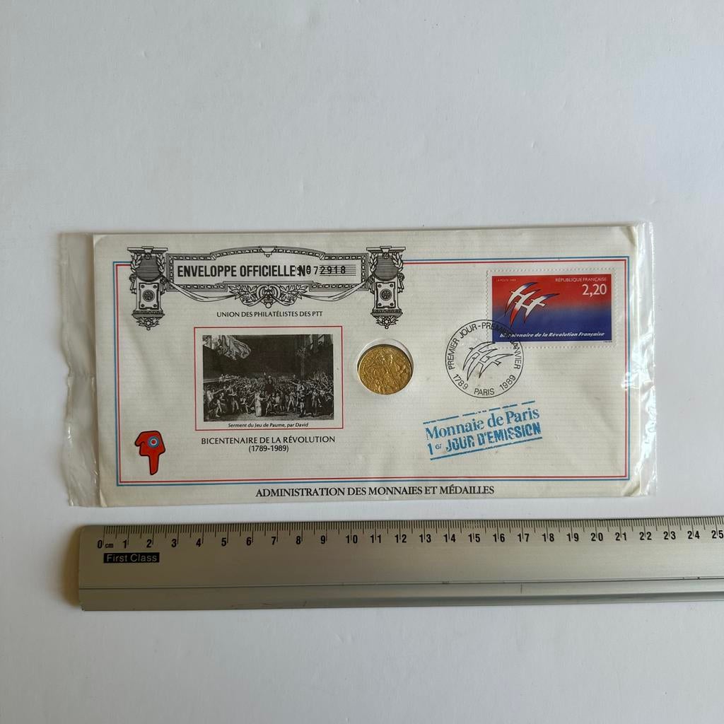 Folon : illustration originale pour timbre et médaille 1989, Postzegels en Munten, Verzenden, Envelop