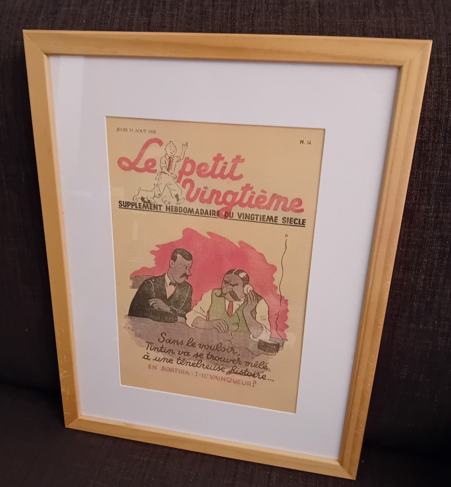 Tintin le petit vingtième lithographie encadrée 04, Collections, Enlèvement ou Envoi, Tintin, Comme neuf, Image, Affiche ou Autocollant