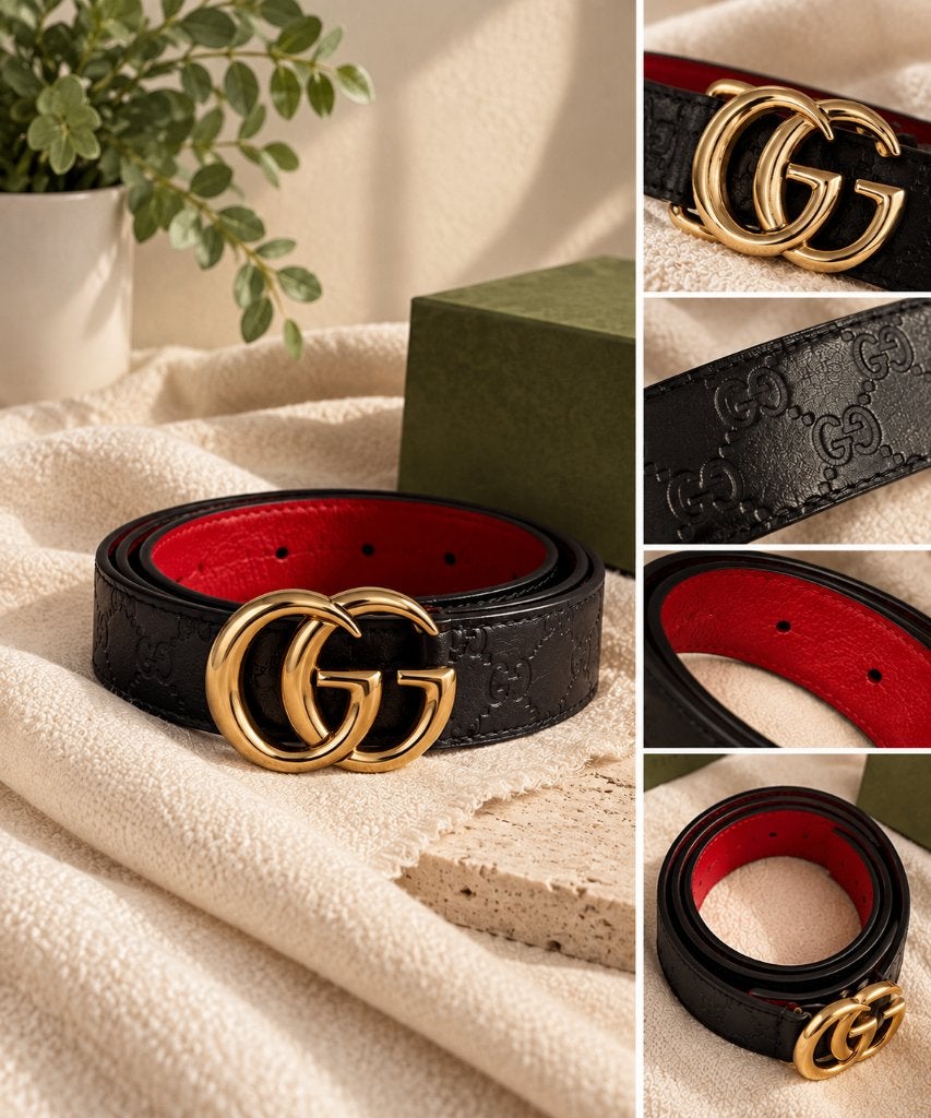 Merk-geïnspireerde riem – Zwart/Rood met gouden gesp, Kleding | Dames, Ophalen of Verzenden, Nieuw, Zwart, Tailleriem