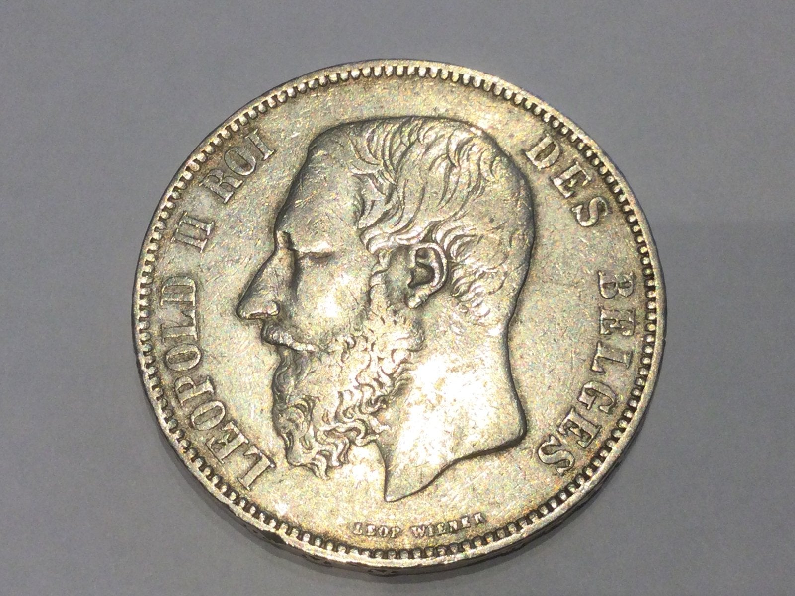 België 5 Frank 1867 met punt na de F, Ophalen of Verzenden