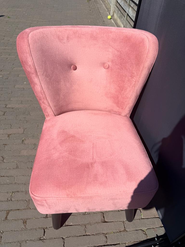 Roze zetel + poef, Huis en Inrichting, Ophalen, Zo goed als nieuw