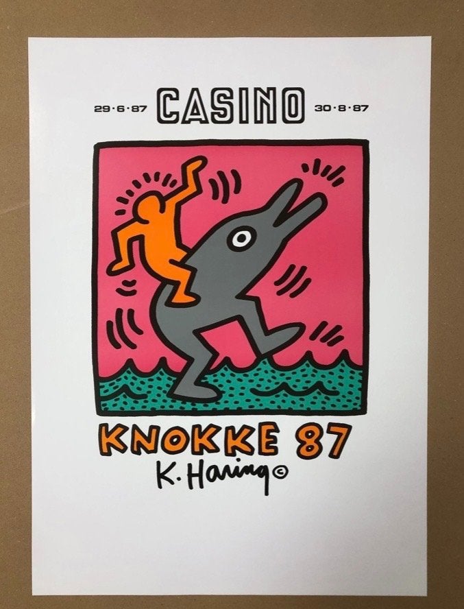 Affiche Keith Haring Knokke 1987, Antiquités & Art, Enlèvement ou Envoi, Autres sujets, Autre technique