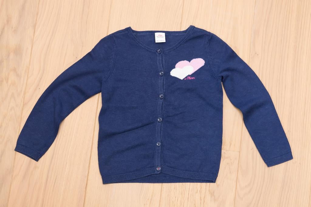 Blauwe cardigan S.Oliver, maat 4-5 jaar, Enlèvement ou Envoi, Pull ou Veste, Utilisé, Fille
