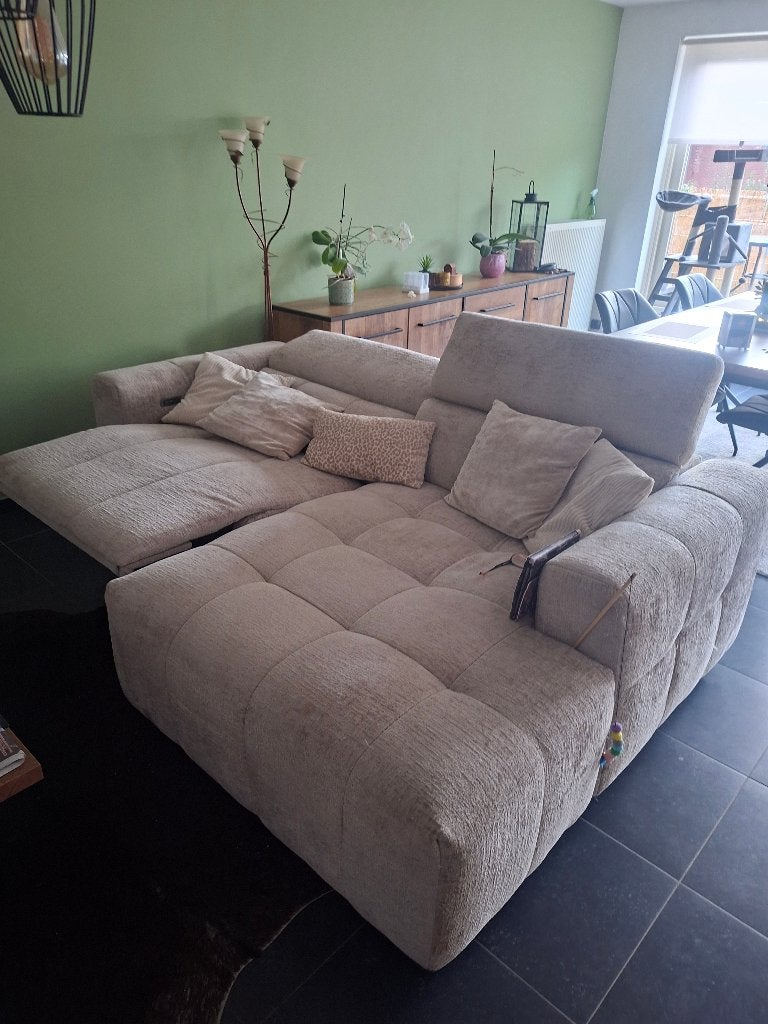 Zitbank beige, Huis en Inrichting, Ophalen, 125 tot 150 cm, Driepersoons, Zo goed als nieuw