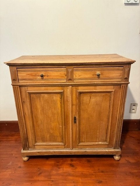 Vintage houten kast – 2 deuren + 2 schuiven – 105 cm, Antiek en Kunst, Antiek | Meubels | Kasten, Ophalen