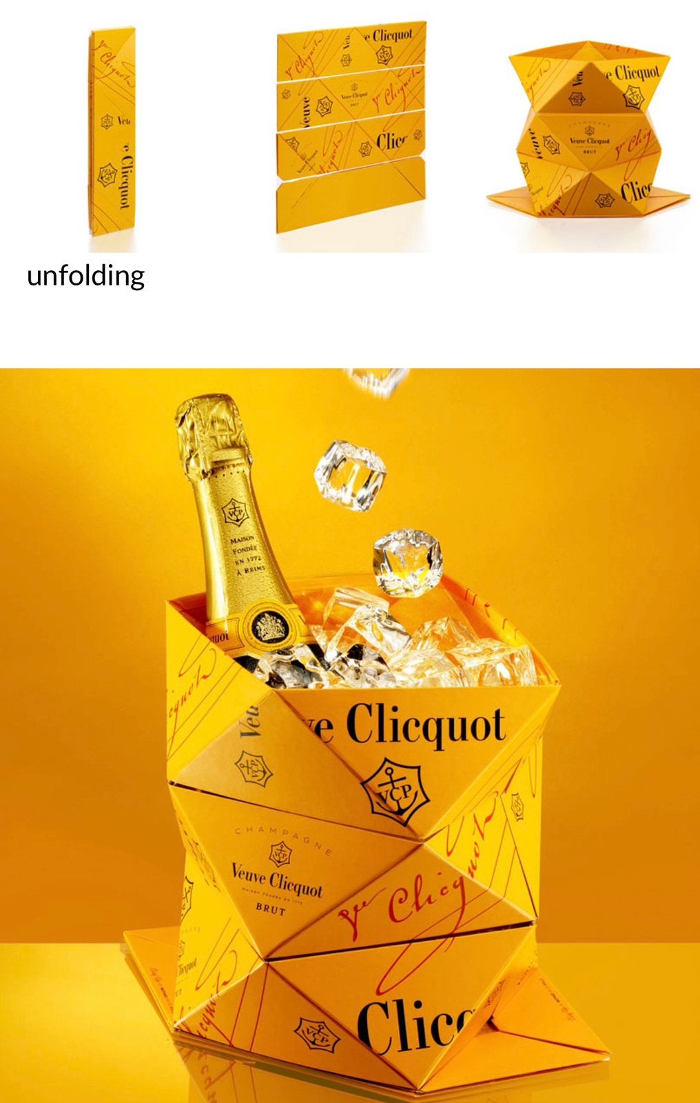 Seau à glace en origami Veuve Clicquot, Collections, Marques & Objets publicitaires, Enlèvement ou Envoi, Comme neuf, Ustensile
