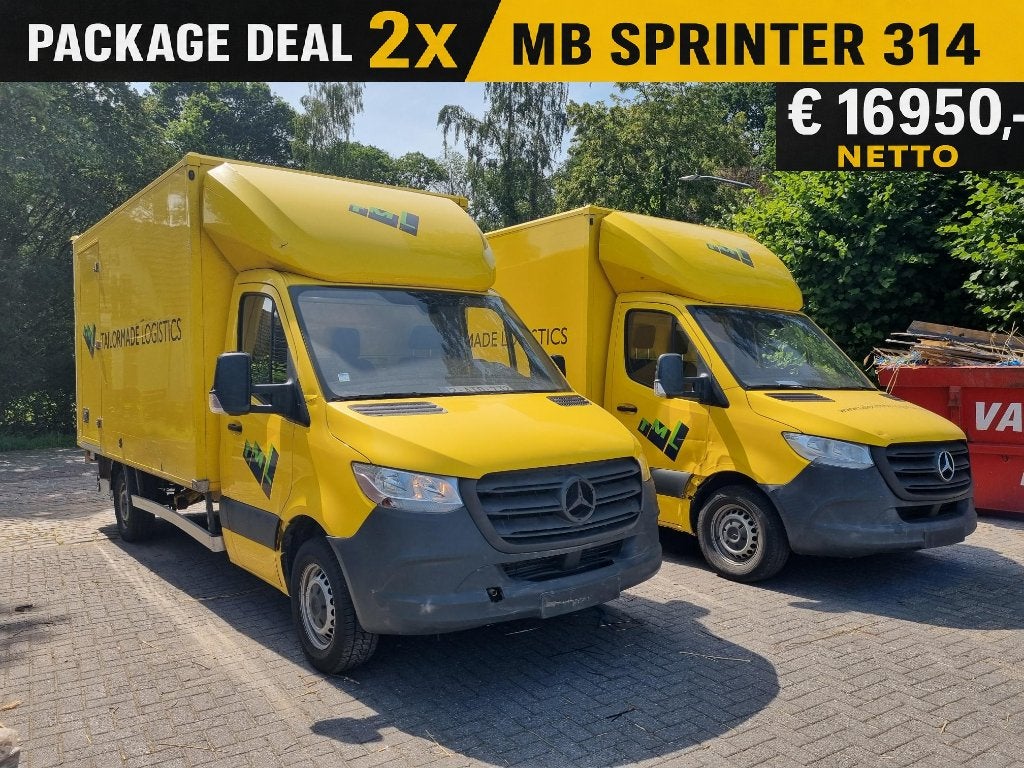 2x Mercedes Sprinter 314 CDI Laadklep Airco 2021 Euro 6, Achat, Euro 6, Boîte manuelle, Noir