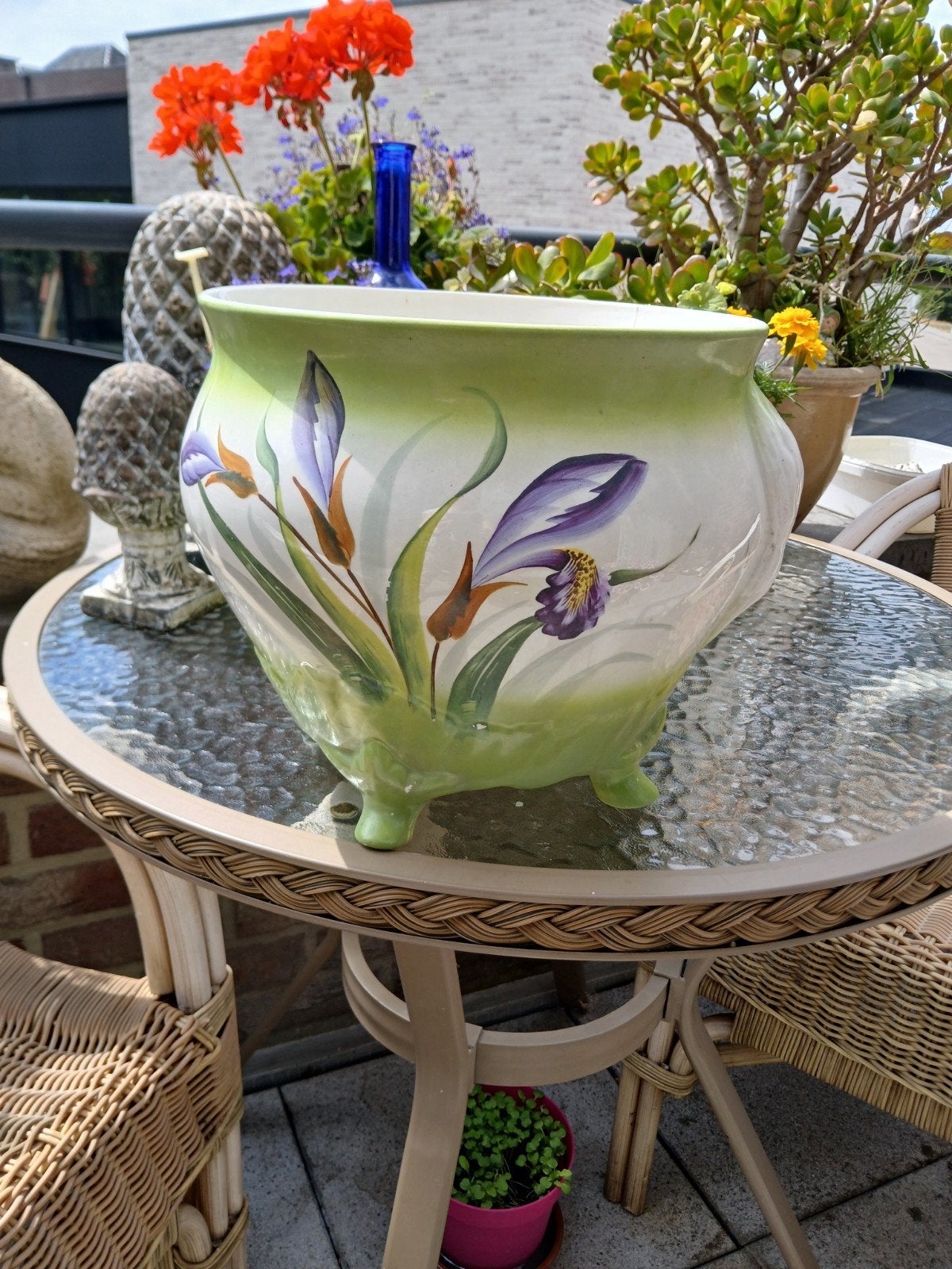Vintage grote bloempot op 4 poten, Enlèvement