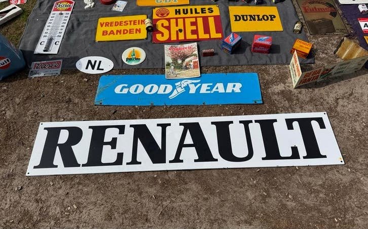 Vintage Renault Emaille Reclamebord - Groot Formaat