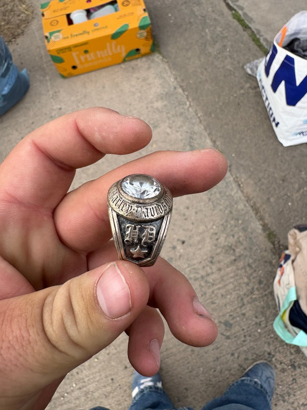 high-end Harley-Davidson biker-ring 925 sterling zilver, Bijoux, Sacs & Beauté, Comme neuf, Avec cristal, Homme, Argent