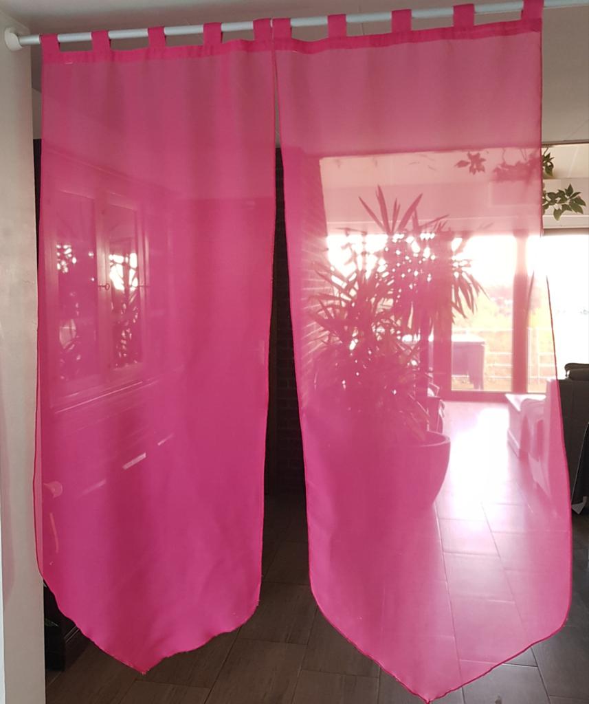 Lot de 4 Rideaux voile fushia et orange, Maison & Meubles, Enlèvement