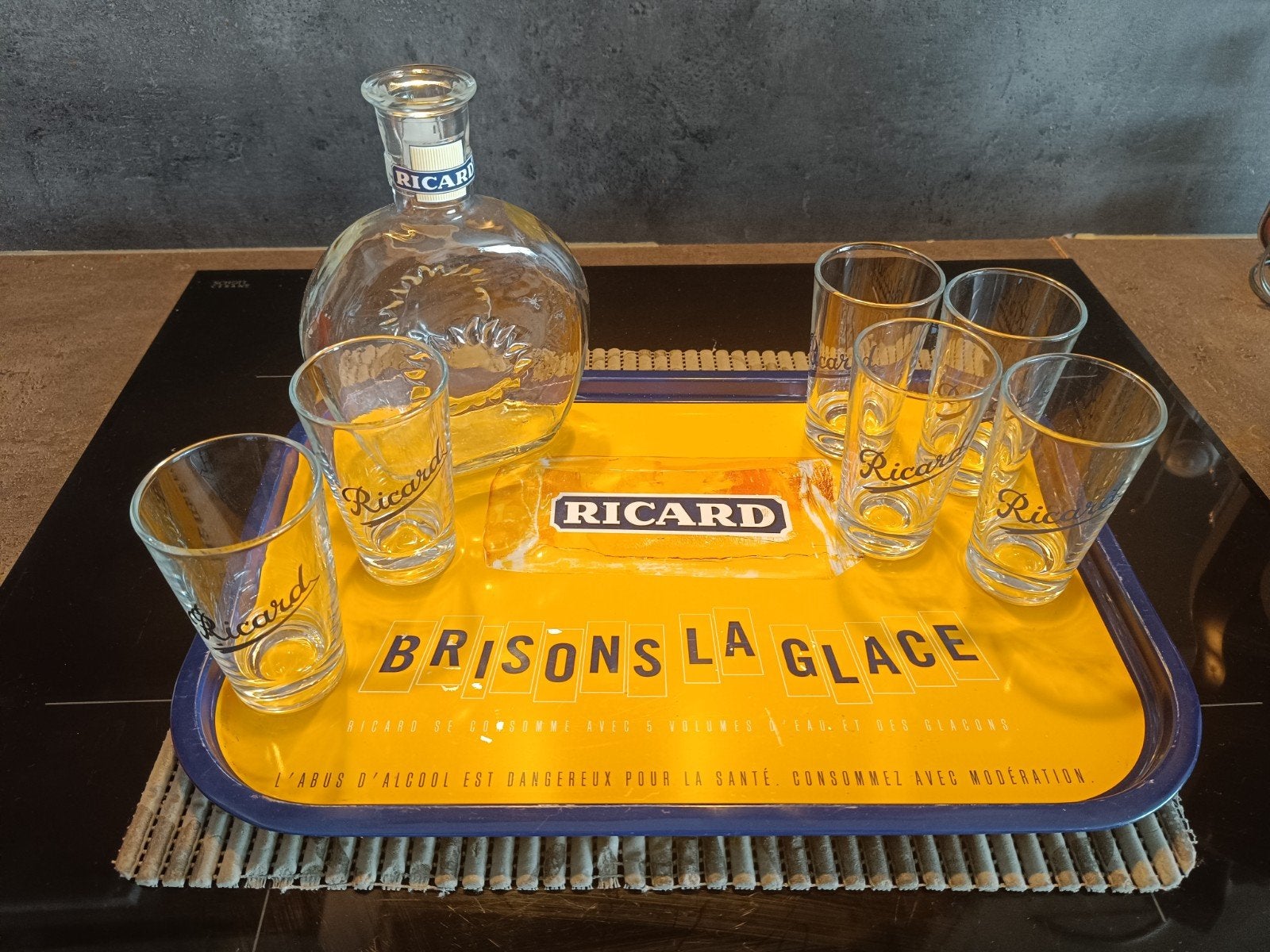 Ricard ( 8 delig, mooi setje ( glazen jaren 50 ) perfect, Verzamelen, Glas en Drinkglazen, Ophalen