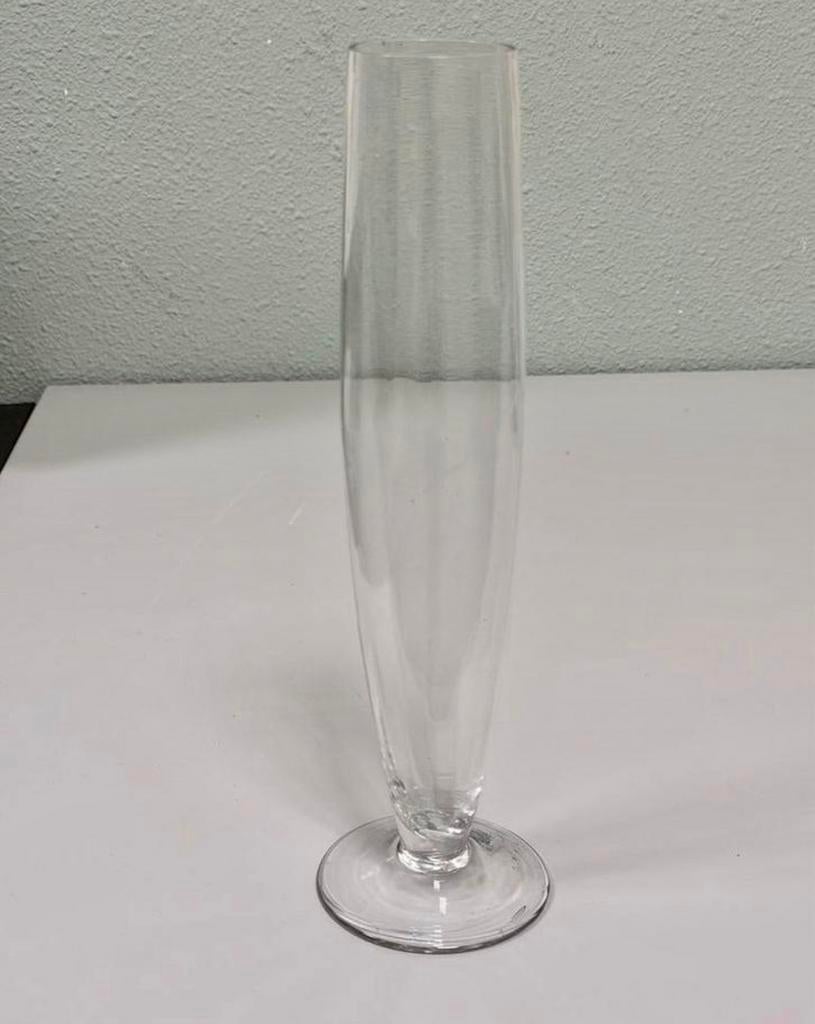 Vase en verre vintage de 30 cm - vase à fleurs transparent, Enlèvement ou Envoi