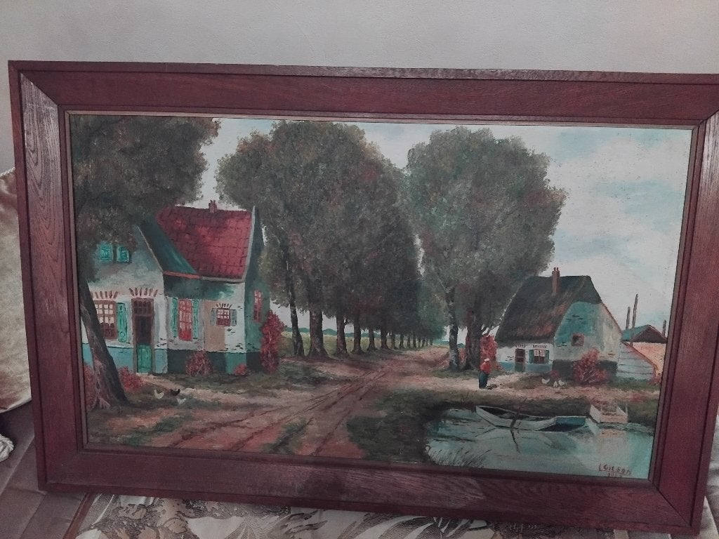 Tableau ancien, Antiquités & Art, Signé, Autres techniques, Paysage, Enlèvement