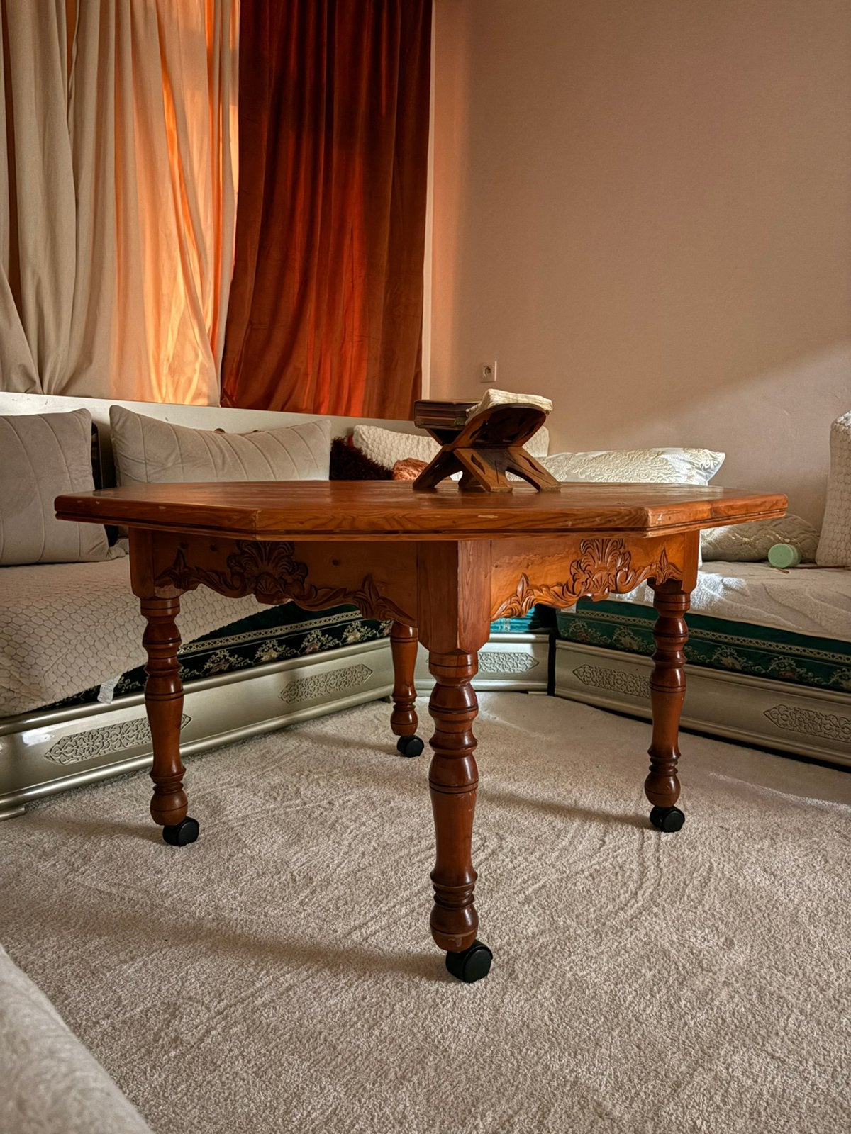 Table en bois mosaique, Antiquités & Art, Enlèvement ou Envoi
