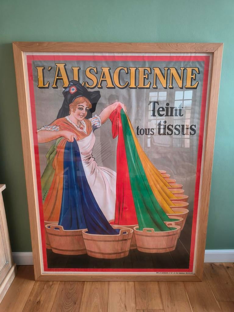 Affiche belge Art Déco : L'Alsacienne, Publicité, Rectangulaire vertical, Avec cadre, Enlèvement