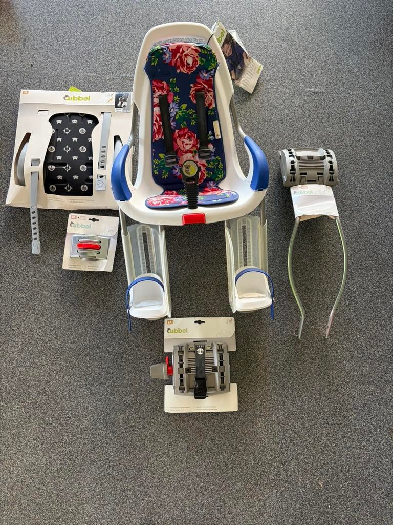 Fietsstoel achter Qibbel+bevestiging+extra(volledige set), Ophalen, Achterzitje, Voetsteuntjes, 9 t/m 18 kg