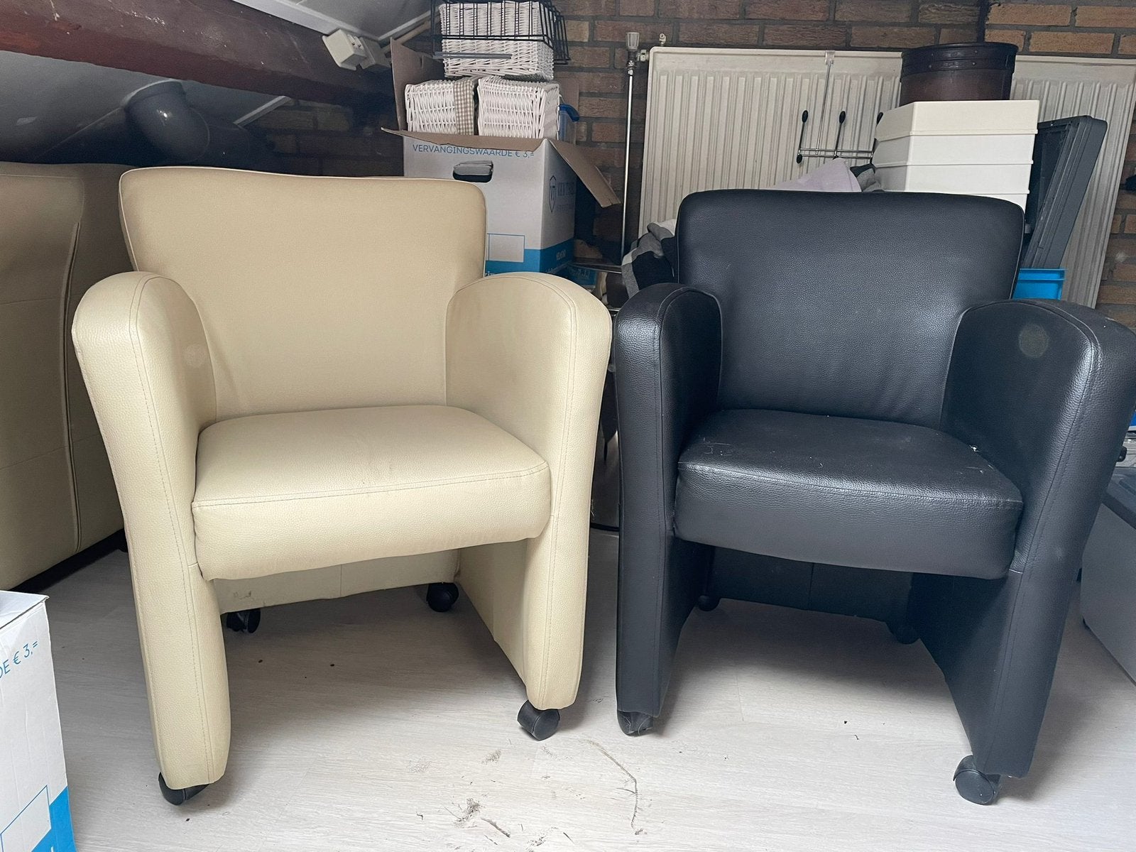 6 eetkamer stoelen in echt leer, Ophalen, Zo goed als nieuw
