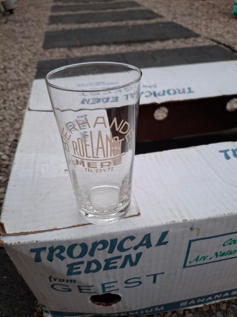 Oud bierglas bierhandel roelandt Mere, Ophalen of Verzenden