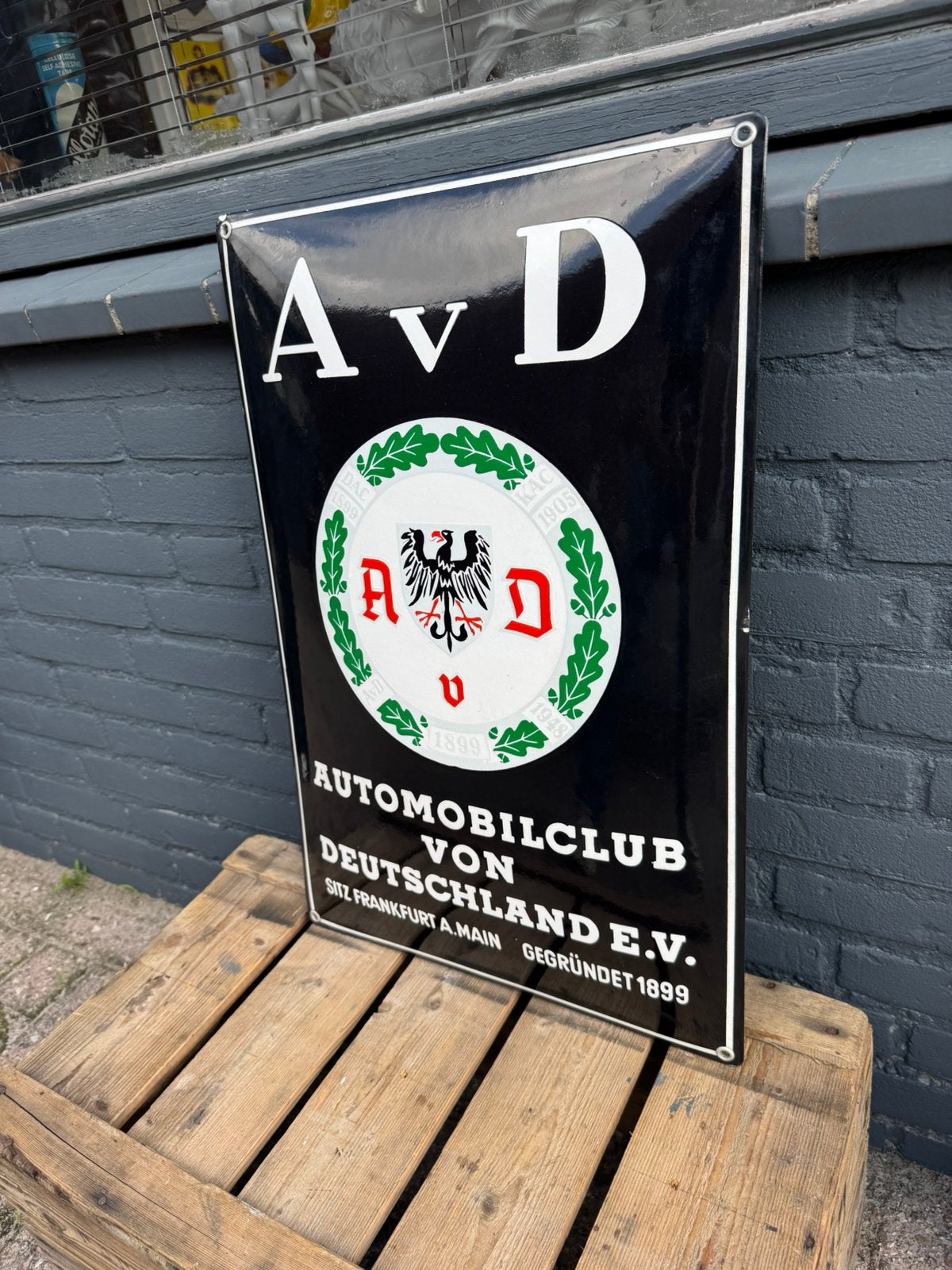 Panneau d'affichage émaillé AvD Automobilclub, Enlèvement ou Envoi, Utilisé, Panneau publicitaire
