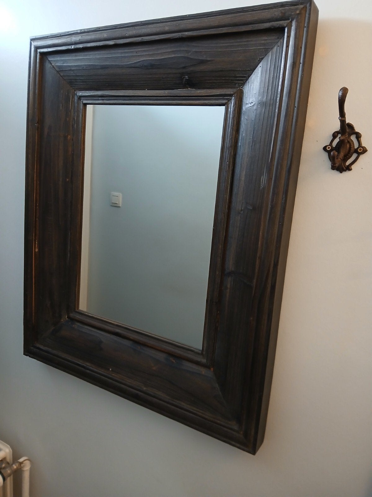 Spiegel met brede houten rand.85 X 70, Ophalen, Gebruikt