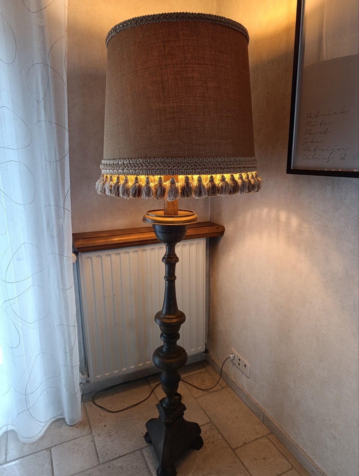 Staande lamp met sfeervolle lampenkap, Antiek en Kunst, Ophalen