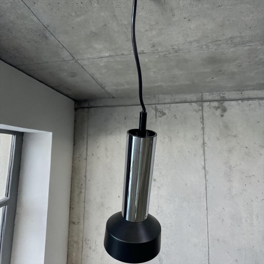 Lampe suspendue/lustre vintage en métal noir, Envoi, Utilisé
