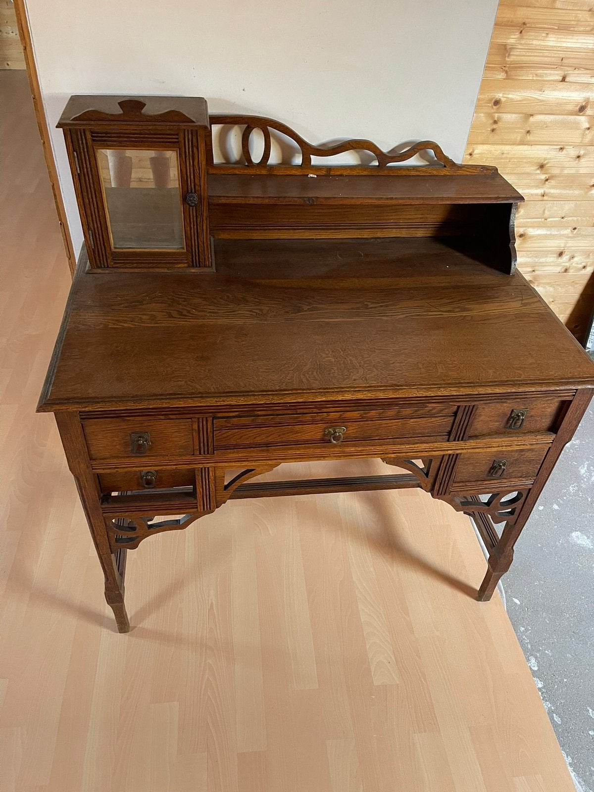 Prachtig Antiek Eiken Bureau met Bovenbouw (Familie-erfstuk), Huis en Inrichting, Kasten | Secretaires, Ophalen of Verzenden, Zo goed als nieuw