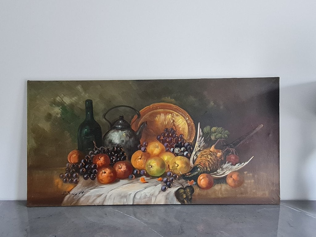 Zeer mooi schilderij op doek - stilleven, Ophalen of Verzenden, Stilleven, Doek