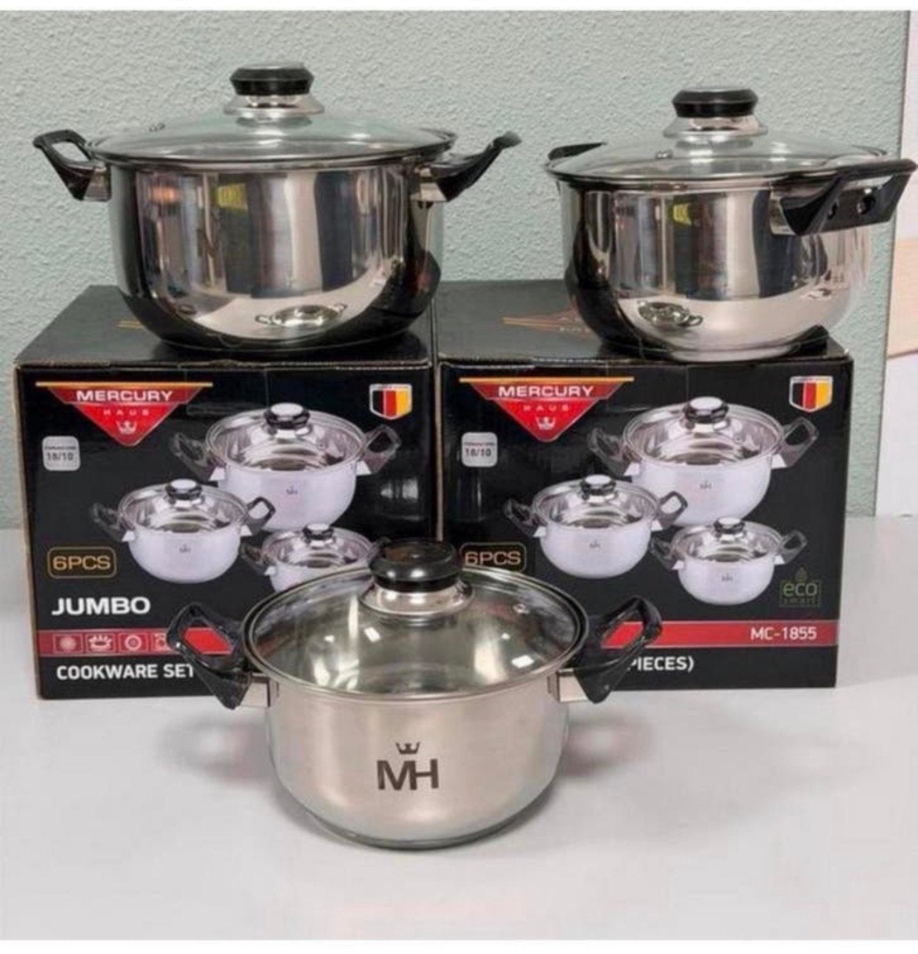 NIEUW - Mercury Haus Jumbo 6-delige pannenset MC-1855 pannen, Inox, Keramische plaat, Nieuw, Pannenset
