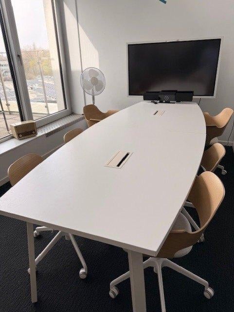 Table de réunion 280l x 110p x 74h cm, Maison & Meubles, Bureaux, Enlèvement, Démontable, Comme neuf, Blanc