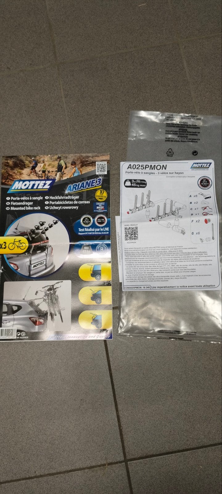 Fietsendrager Mottez - Ariane 3, Ophalen, 3 fietsen of meer, Gebruikt, Achterklepdrager