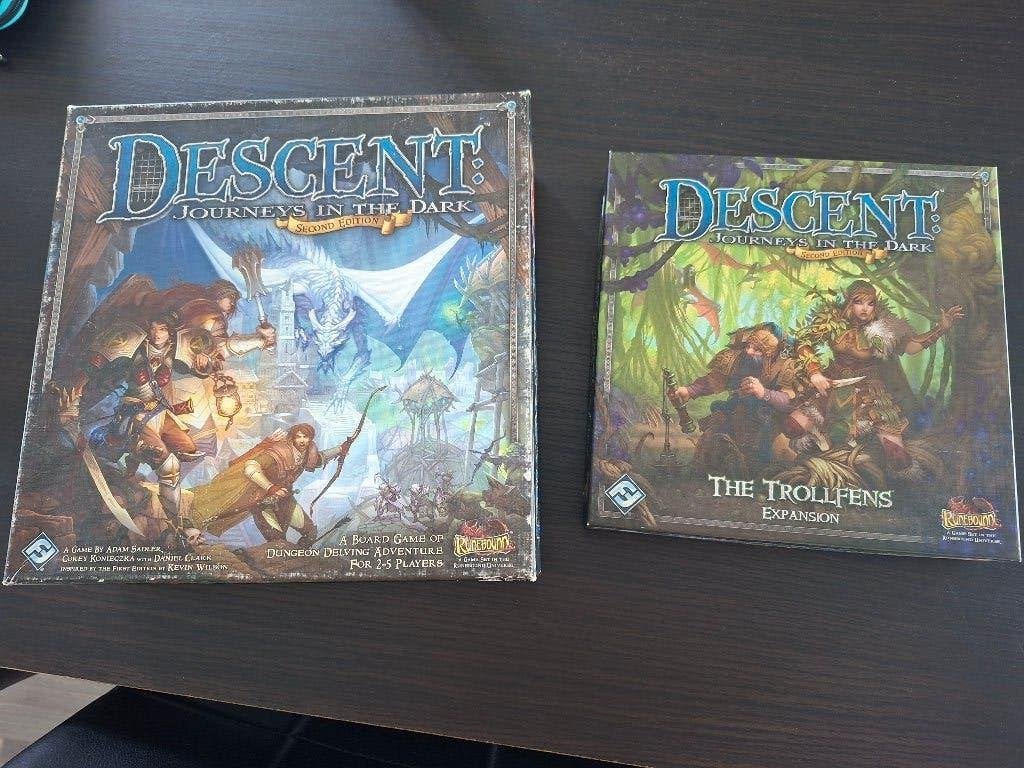 Descent second edition + expansion the trollfens, Hobby en Vrije tijd, Een of twee spelers, Ophalen, Gebruikt