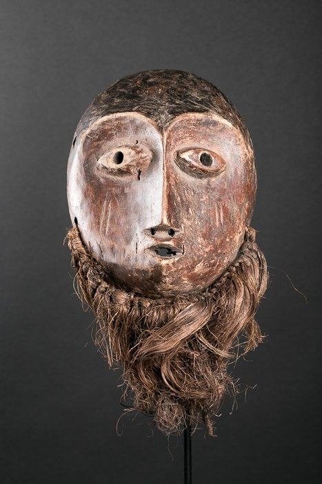 Muminia-masker, Lega, DRC, 50s - orig. raffia - ex col. USA, Antiquités & Art, Art | Art non-occidental, Masque, Afrique, Bois