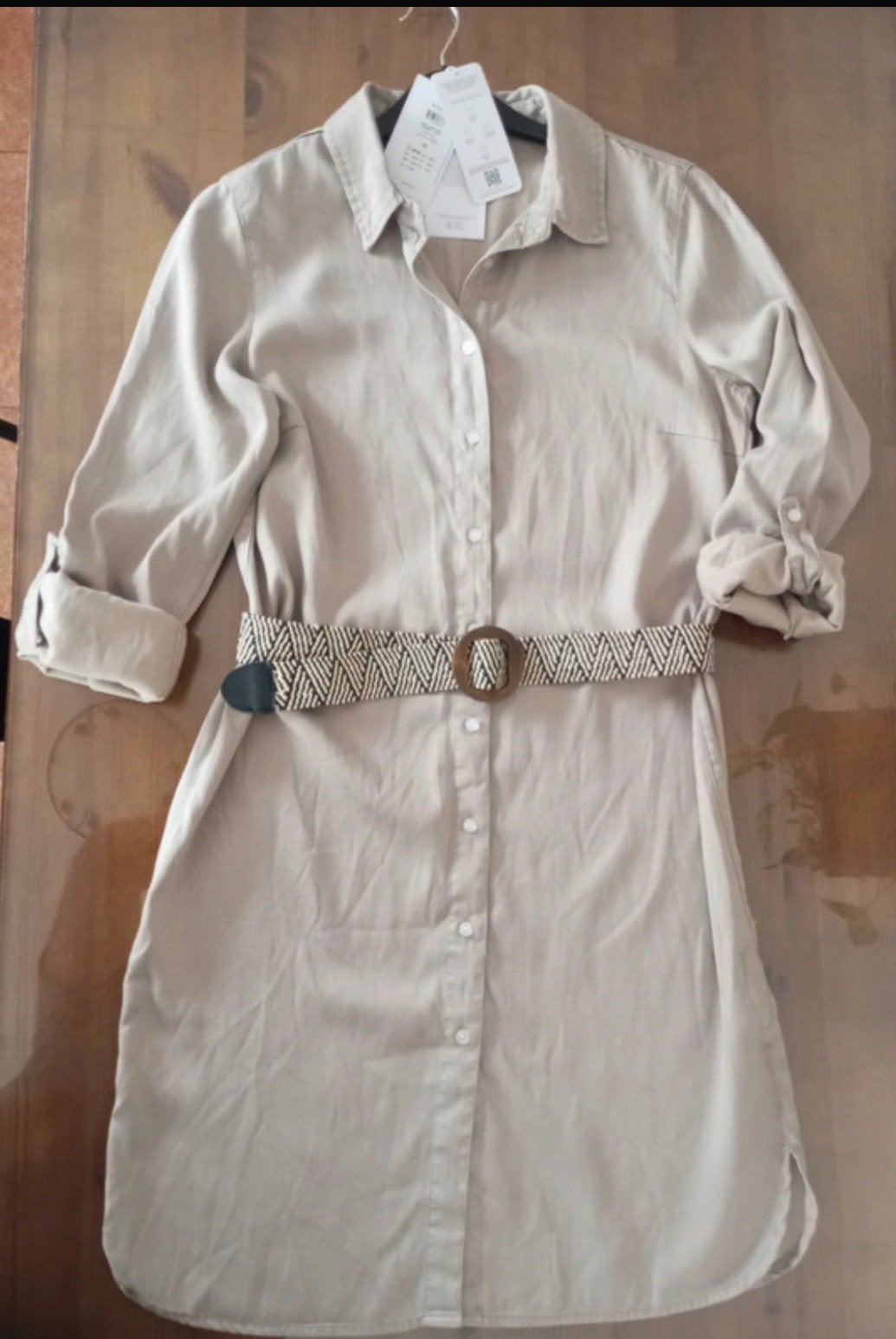 Nouvelle robe beige VILA taille S + ceinture gratuite, Neuf, Enlèvement ou Envoi, Longueur genou, Taille 36 (S)