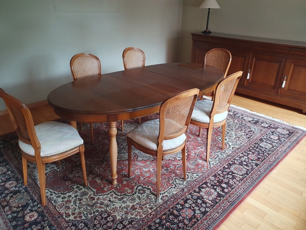 Eetkamer in kerselaar  "Grange", Huis en Inrichting, Complete eetkamers, Ophalen, Gebruikt, Klassiek, 4 tot 6 stoelen