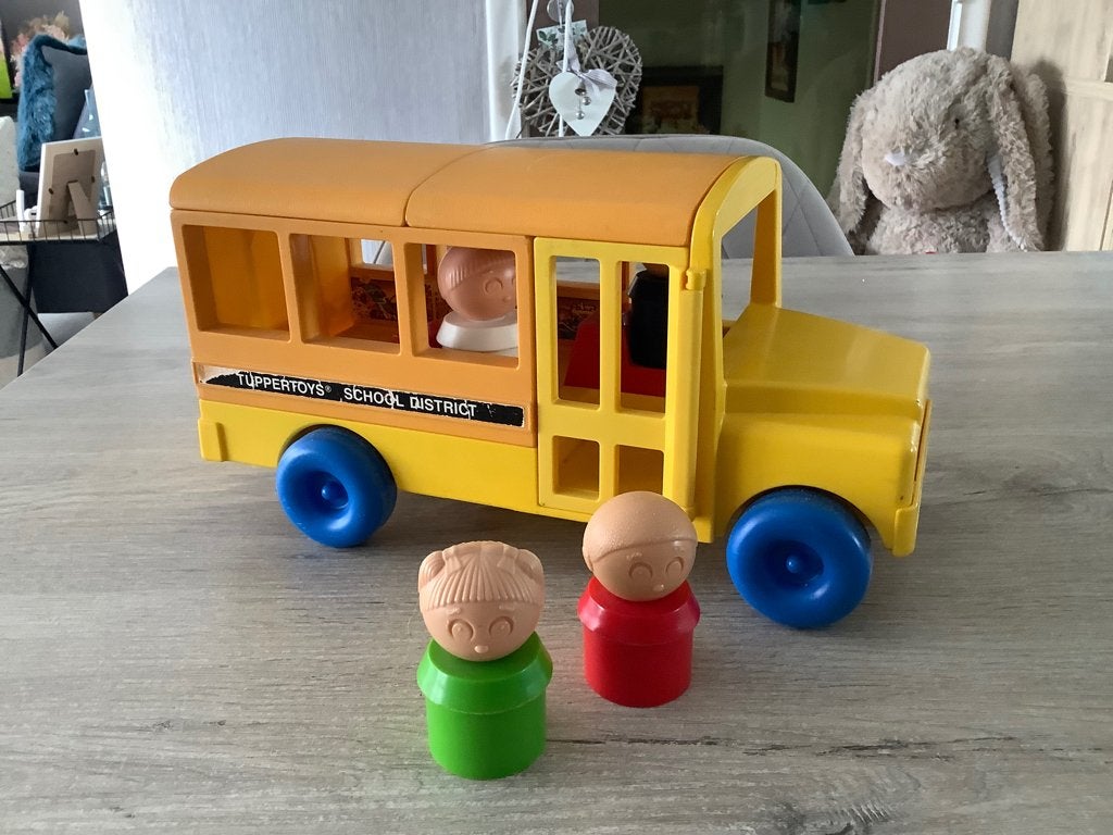 Plastic Tuppertoys schoolbus (1987) (14x29 cm), Kinderen en Baby's, Speelgoed | Fisher-Price, Ophalen of Verzenden, Gebruikt, Auto of Voertuig