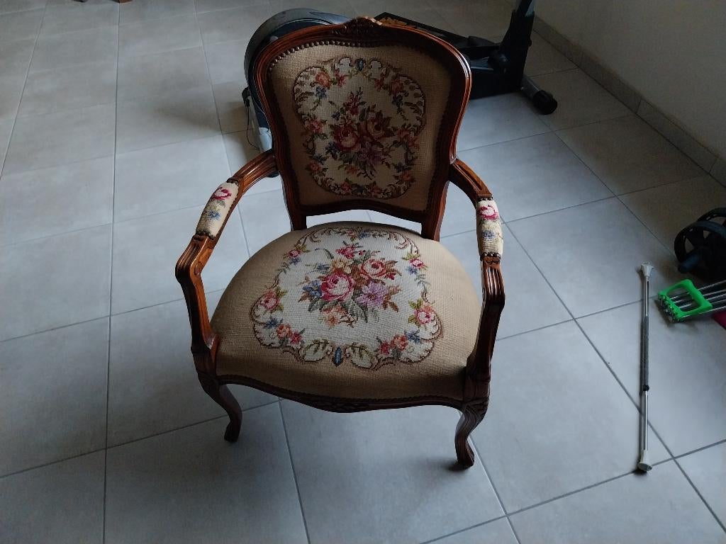 Stoel Louis XV, Huis en Inrichting, Fauteuils, Gebruikt, Hout, Stof, Ophalen