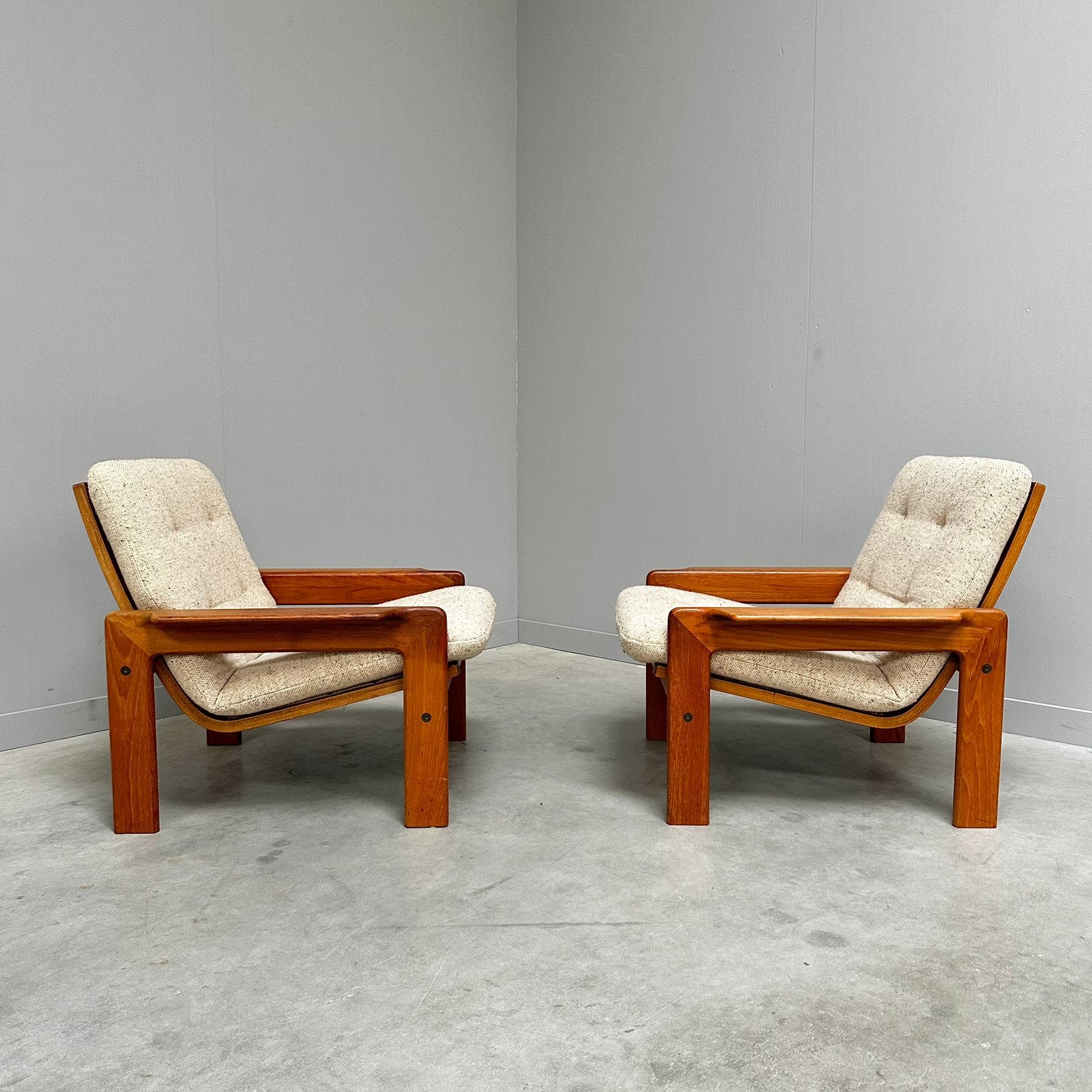 Vintage deens design fauteuils stoelen jaren 60 70 teak wol, Ophalen