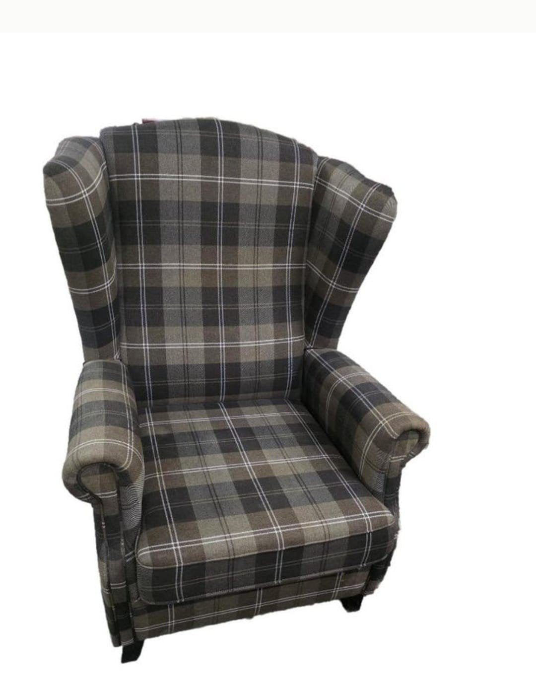 Set van 2 klassieke oorfauteuils met geruite bekleding, Huis en Inrichting, Ophalen, Stof