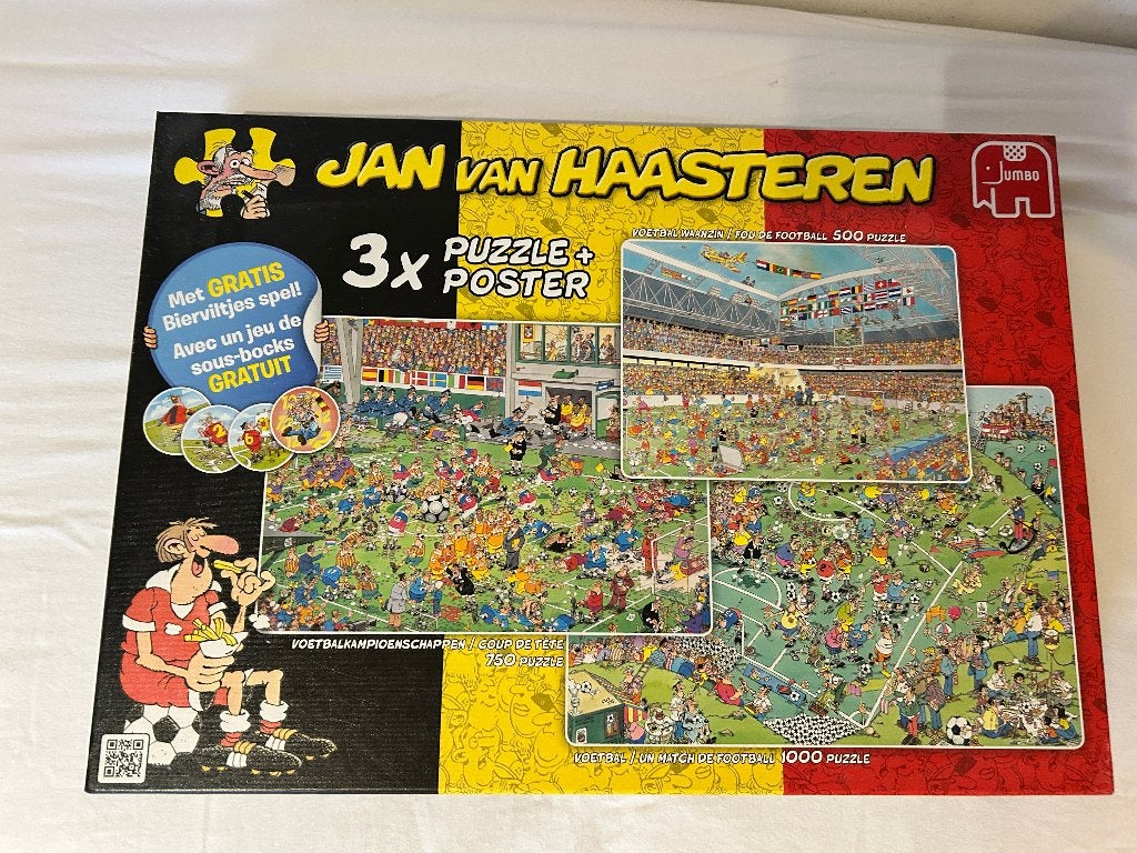 Puzzel - Jan van Haasteren - Voetbal - 500+750+1000 Stk, Ophalen, 500 t/m 1500 stukjes, Gebruikt, Legpuzzel