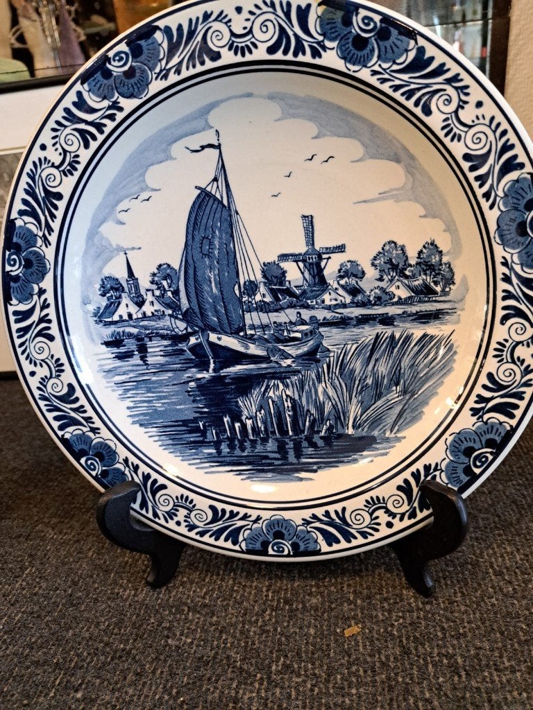 Vintage Delfts blauw handgeschilderd wandbord, Ophalen