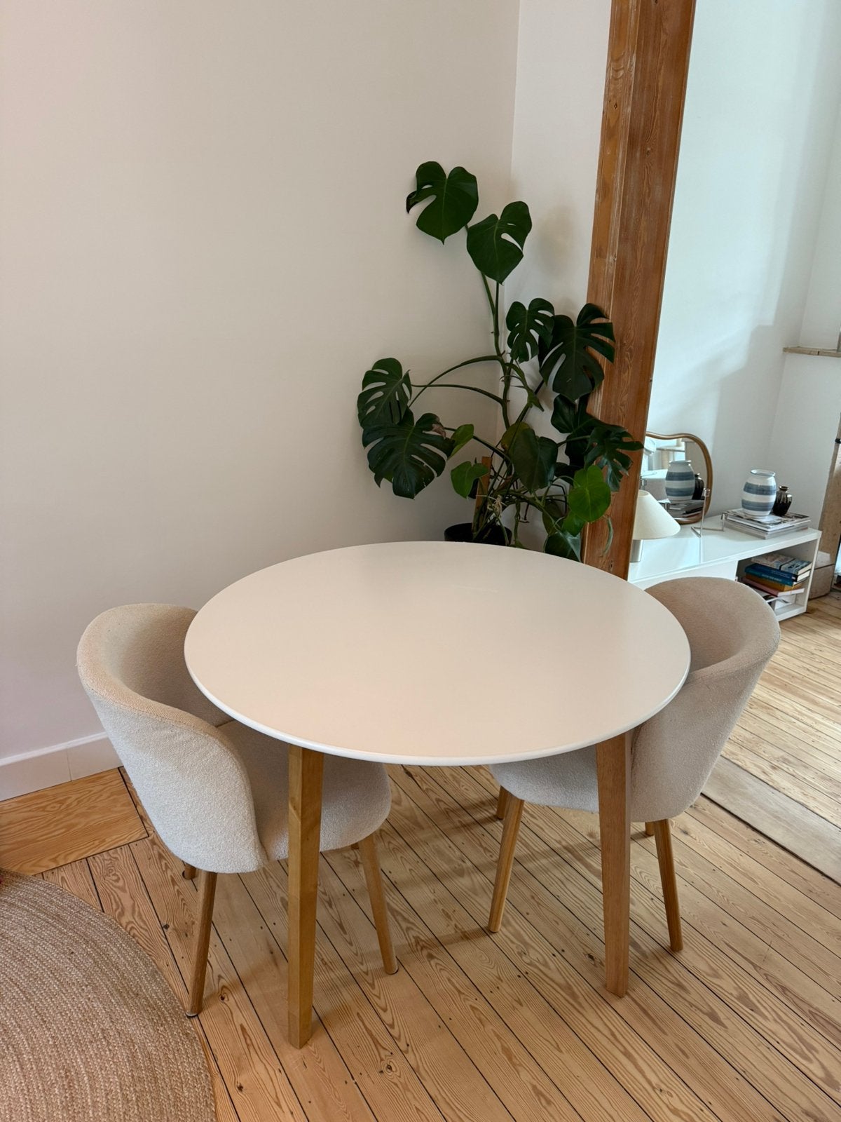 Ronde tafel wit/hout, Ophalen, Zo goed als nieuw