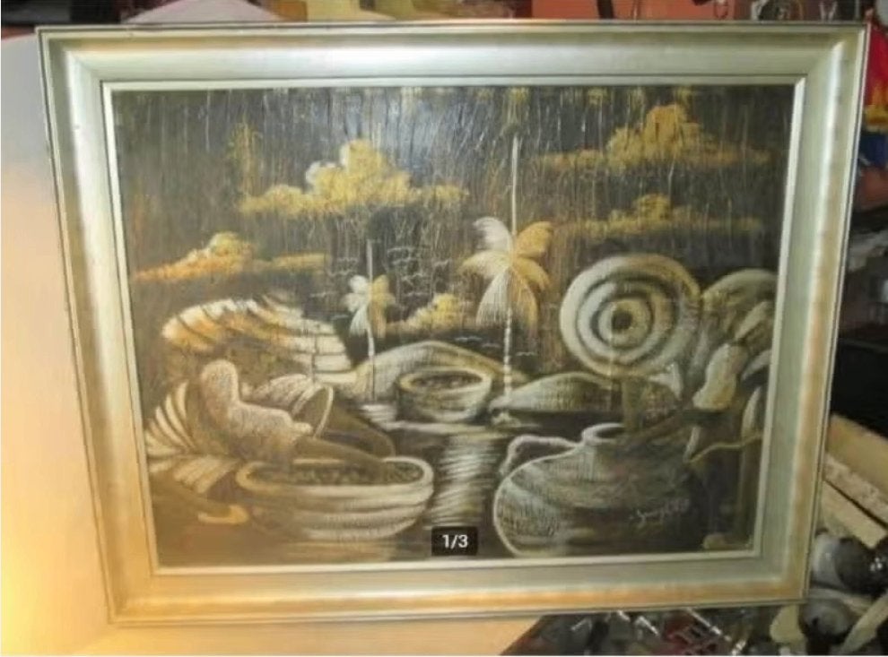 Mooi Groot Geschilderd Werk 'In de Jungle' -gesign, Ophalen, Doek, Portret of Personen, Gesigneerd