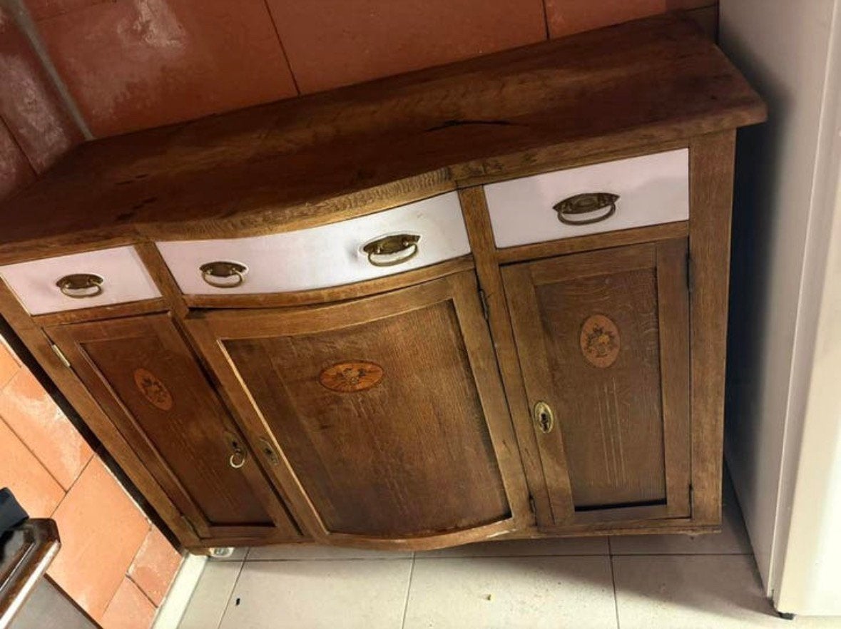 Antieke dressoir kast op wielen, Huis en Inrichting, Kasten | Dressoirs, Ophalen, Gebruikt, Landelijk, Met deur(en)
