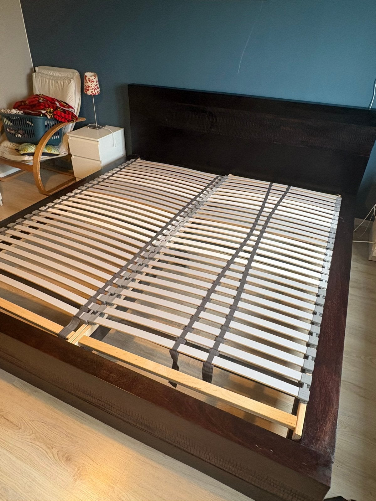 Bedframe met lattenbodem, Enlèvement, Comme neuf, Brun