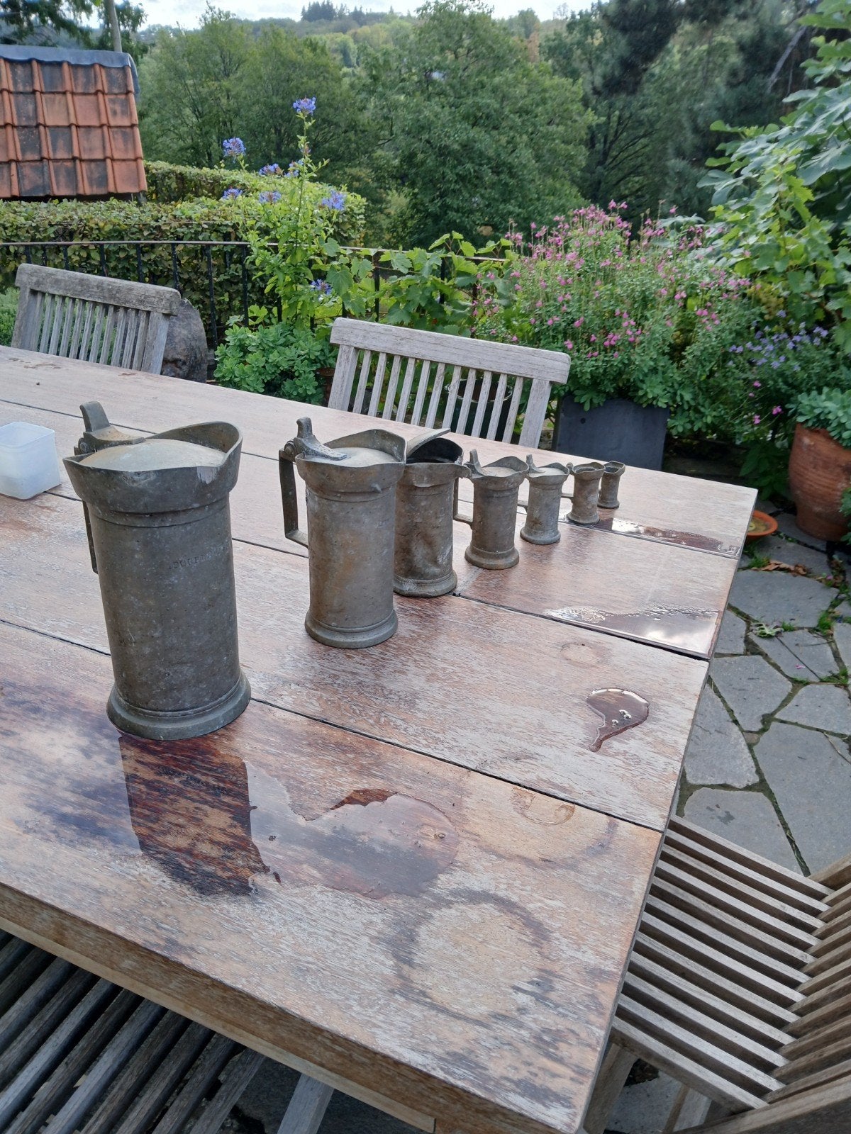 Lot de mesure en étain, Antiek en Kunst, Antiek | Tin, Ophalen of Verzenden
