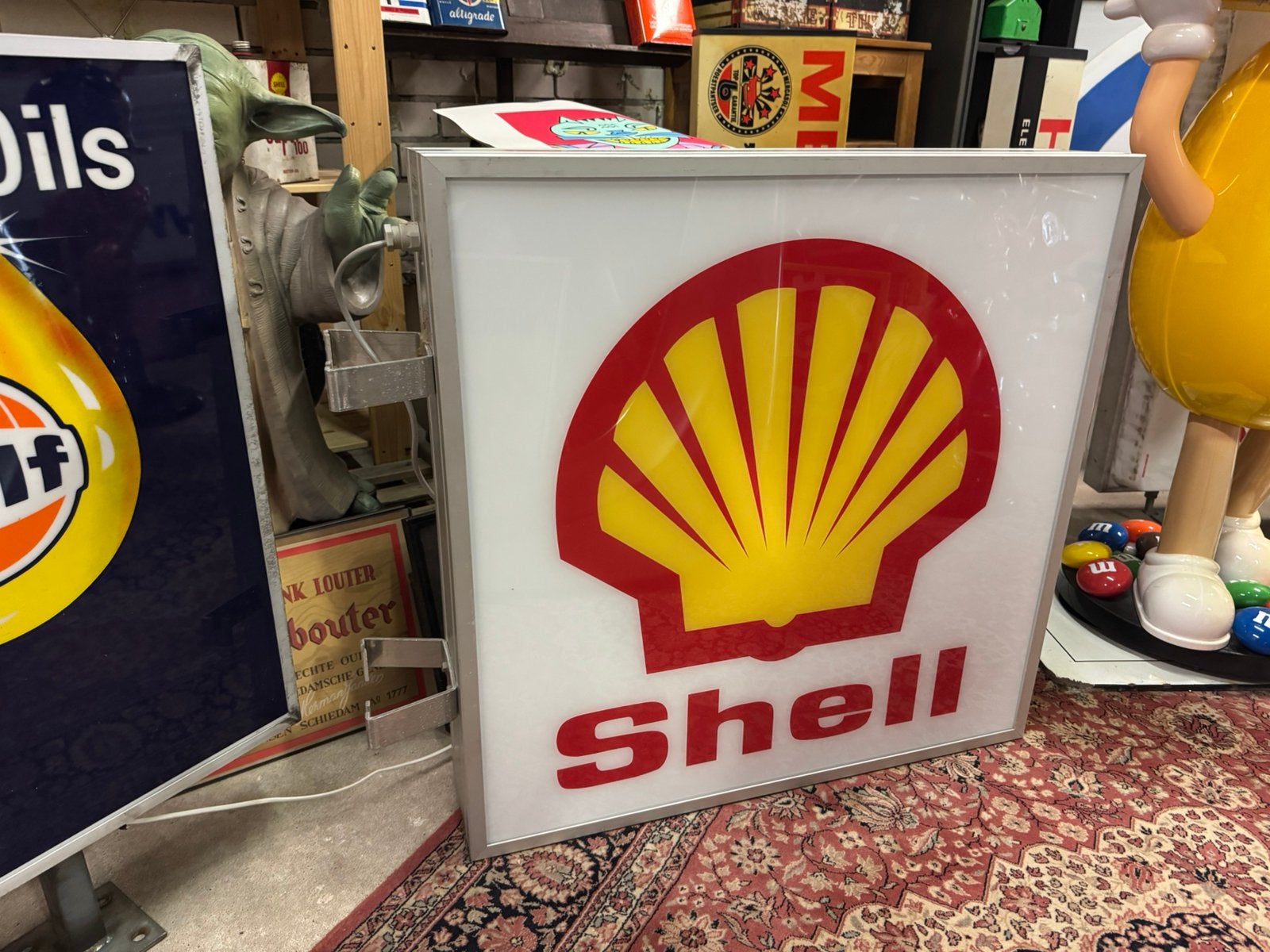Shell benzinepomp reclame lichtbak, Ophalen, Gebruikt, ., Lichtbak of (neon) lamp