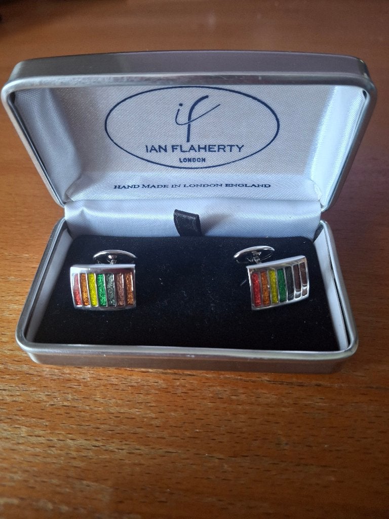 Manchettes artisanales Ian Flaherty (mototif arc-en-ciel ), Enlèvement ou Envoi, Comme neuf, Ian Flaherty