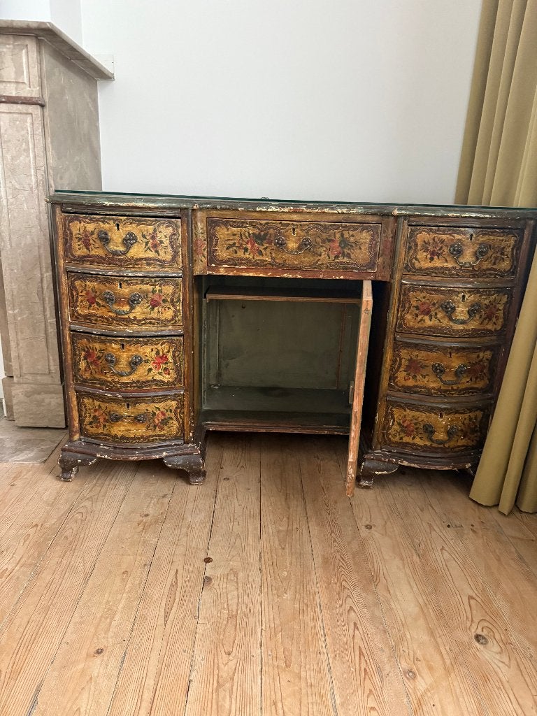 Bureau de secrétaire vénitien ancien peint à la main, Enlèvement